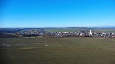 aerial photo of a beautiful village in the countryside. Hnevosice, Czech Republic , Opava region, Silesia nature clipart