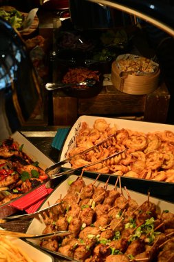 Açık büfe yemekleri, kapatın.