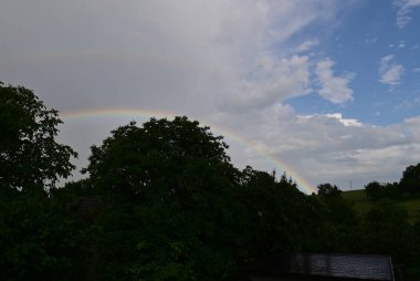 Ormanın üstünde gökkuşağı