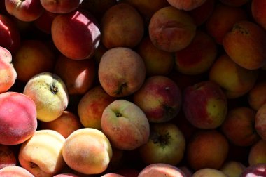 Taze şeftali manzarasını kapatın.