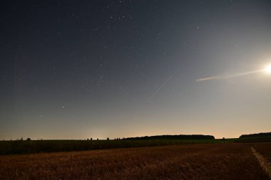 Öğleden sonra Buğday Tarlasının Üzerindeki Yıldızlı Gökyüzü