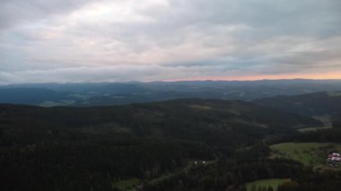 aerial drone view of the ukrainian carpathian mountains in the summer time.