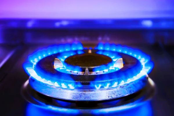 Llama Gas Azul Ardiente Cocina Quemando Estufa Gas Cocina Gas — Foto de Stock