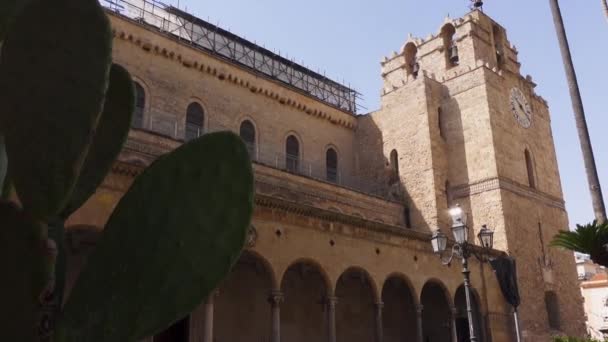 Sicília Palermo Monreale Fachada Entrada Catedral Com Turistas Pessoas Itália — Vídeo de Stock