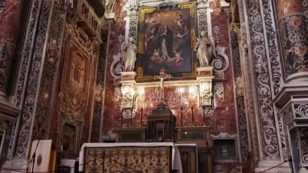Interior Catedral Italiana Estilo Barroco Frescos Decoraciones Sicilianas Barrocas Iglesia — Vídeos de Stock