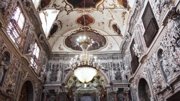 Catedral Italiana Frescos Del Techo Interior Estilo Barroco Frescos Decoraciones — Vídeos de Stock