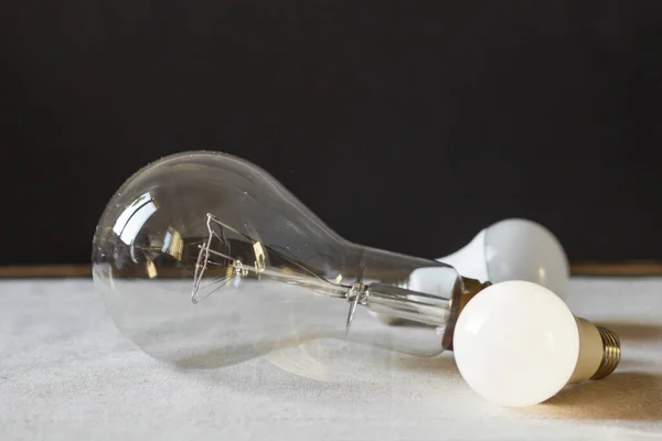 Set Two Led Light Bulbs Big Electric Light Bulb Energy — Stock Photo, Image