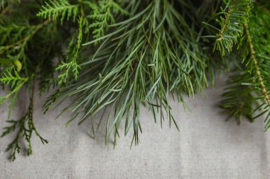 Doğal çiftlik tavuk yumurtaları ve sarı arka planda izole edilmiş kadın eli olan karton tepsi. Paskalya tatili konsepti.