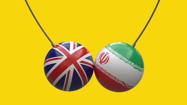 Кулі Канатах Національних Прапорів Великої Британії Ірану Зіткнулися Один Одним — стокове фото