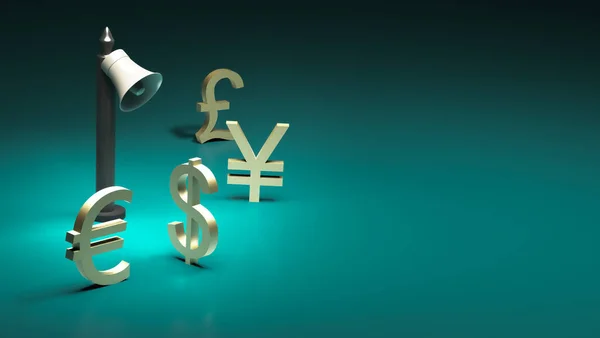 Főbb Valuták Szimbólumai Dollár Euró Font Sterling Yen Egy Utcai — Stock Fotó
