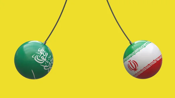 Кулі Канатах Національного Прапора Саудівської Аравії Ірану Підходять Один Одного — стокове фото
