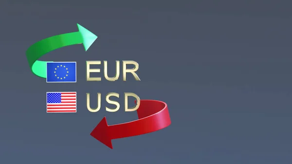 Arany Bevonatú Eur Usd Szimbólumok Valamint Usa Zászlók Körül Piros — Stock Fotó