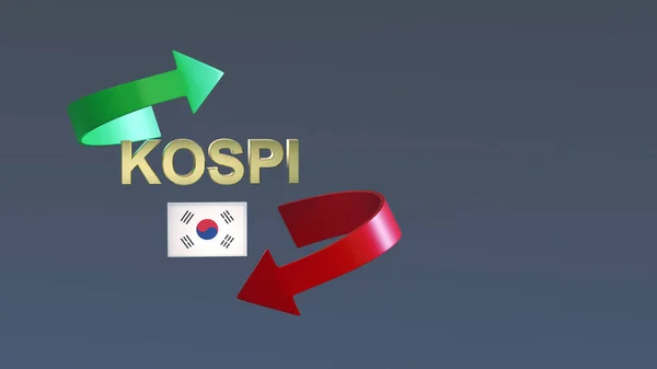 Inscripción Letras Oro Kospi Bandera República Corea Rodeada Flechas Rojas —  Fotos de Stock