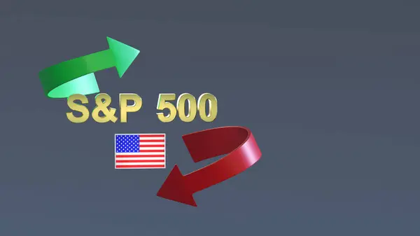 Arany Betűkkel 500 Felirat Amerikai Zászló Piros Zöld Nyilakkal Körülvéve — Stock Fotó