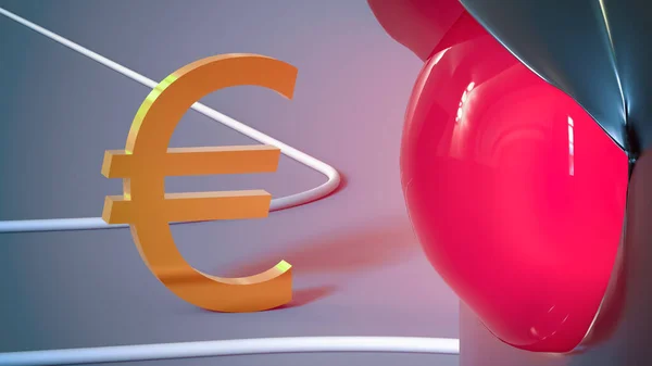 Semáforo Vermelho Proíbe Movimento Símbolo Dourado Euro Close Conceito Financeiro — Fotografia de Stock