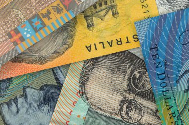 Avustralya dolarının banknotları. Döviz piyasası. Mali konsept