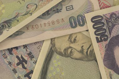 Japon yen banknotları. Döviz piyasası. Mali konsept