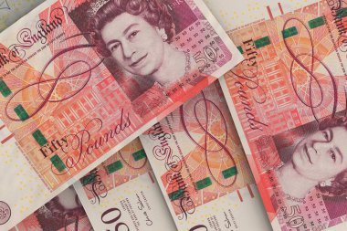 İngiliz Sterlin Banknotları. Dış Döviz Borsası. Mali Konsept