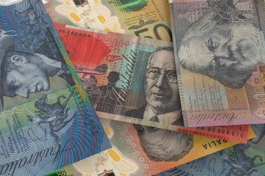 Avustralya dolarının banknotları. Döviz piyasası. Mali konsept