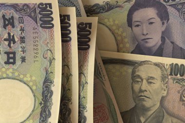 Japon yen banknotları. Döviz piyasası. Mali konsept