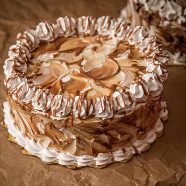 Вкусный Ванильный Карамельный Торт — стоковое фото