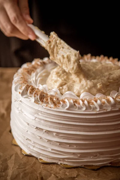 Közelkép Finom Fehér Csokoládé Torta — Stock Fotó