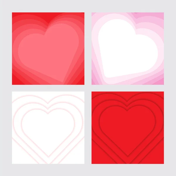 Herz Hintergrund Set Rand Rahmendesign Liebe Vektorillustration — Stockvektor