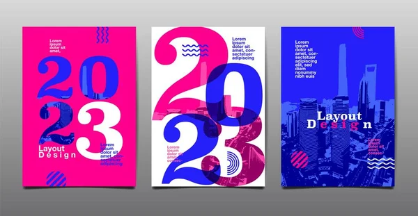 Annual Report Template Layout Design 2023 2024 2025 Typography Flat — Vetor de Stock