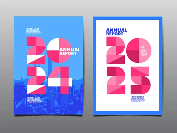Annual Report Template Layout Design 2023 2024 2025 Typography Flat — Vetor de Stock