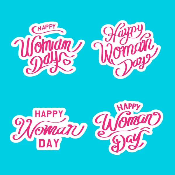 Handgeschriebene Pinselschrift Von Happy Womanday Typografie Design Kalligrafie Illustration — Stockvektor