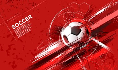 Futbol Şablonu Tasarımı, Futbol Sancağı, Spor Düzeni Tasarımı, Kırmızı Tema, vektör illüstrasyonu, soyut arkaplan