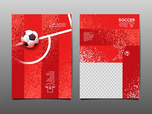 足球模板设计 足球横幅 体育布局设计 红色主题 矢量图解 抽象背景 图库插图