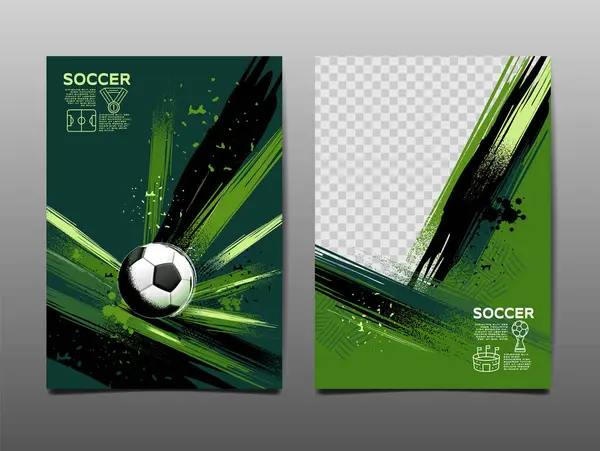 足球模板设计 足球横幅 体育布局设计 绿色主题 矢量图解 抽象背景 免版税图库插图