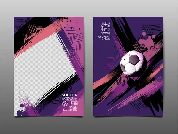 足球模板设计 足球横幅 体育布局设计 紫色主题 抽象背景 免版税图库矢量图片