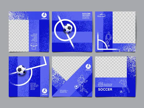 足球模板设计 足球横幅 体育布局设计 蓝色主题 矢量插图 免版税图库矢量图片