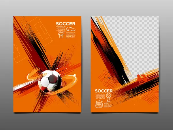 足球模板设计 足球横幅 体育布局设计 红色主题 矢量图解 抽象背景 图库插图