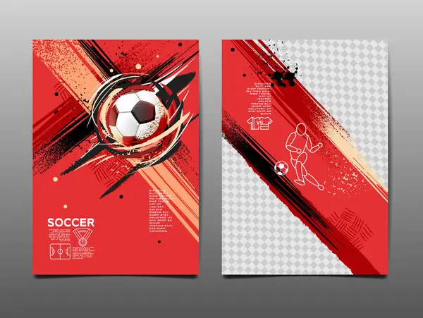 足球模板设计 足球横幅 体育布局设计 红色主题 矢量插图 图库矢量图片