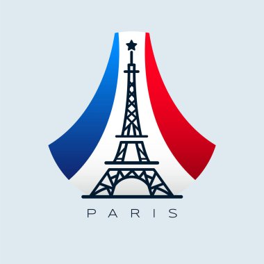 Eyfel Kulesi, logo ikonu, Paris şehri Fransa Fla