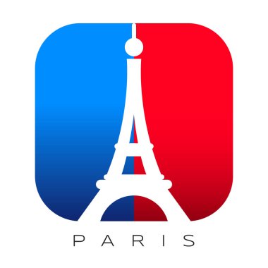 Eyfel Kulesi, logo ikonu, Paris şehri Fransa Fla