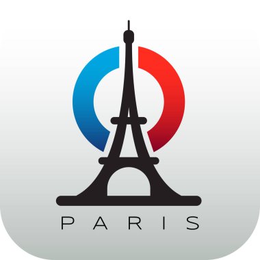 Eyfel Kulesi, logo ikonu, Paris şehri Fransa Fla