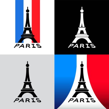 Eyfel Kulesi, logo ikonu, Paris şehri Fransa Fla