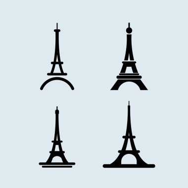 Eyfel Kulesi, logo ikonu, Paris şehri Fransa Fla