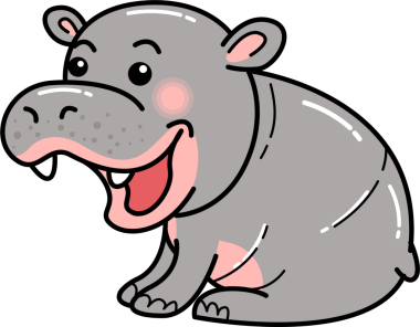 Hippo çizgi filmi, hipopotam, karakterler, vektör illüstrasyonu, çizgi sanatı