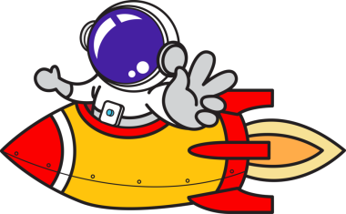 Doodle Astronot Çizgi Filmi, satır sanatı, okuma, illüstrasyon, okula dönüş.