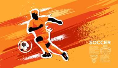 Futbol Şablonu Tasarımı, Futbol Sancağı, Spor Düzeni Tasarımı, Kırmızı Tema, vektör illüstrasyonu, soyut arkaplan