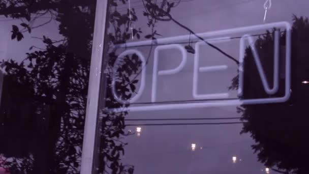 Blinking Led Open Shop Street Bar Door Sign Los Angeles — стоковое видео