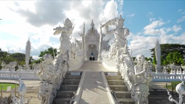Chiang Rai Thaiföld Fehér Templom Wat Rong Khun Egyik Leghíresebb — Stock videók