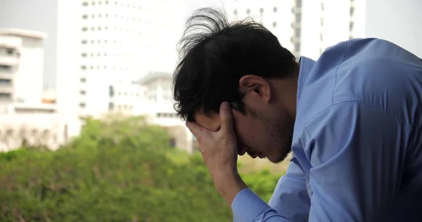 Depressed Asian Businessman Stressed Work Anxiety Adult Cause Depression Problem — Stock Photo, Image