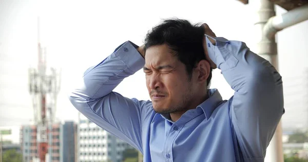 Deprimido Empresário Asiático Estressado Trabalho Ansiedade Causa Adulta Para Depressão — Fotografia de Stock