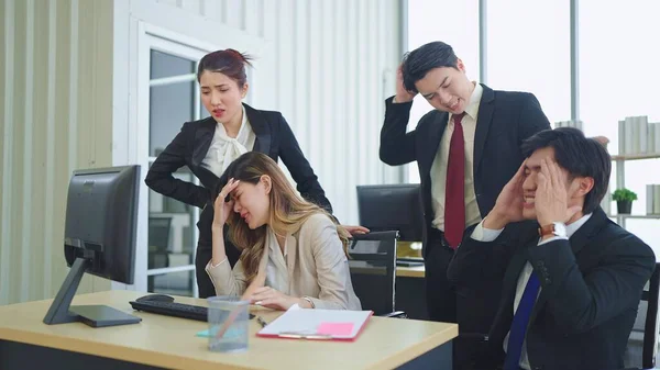 Diverse Business Team Worried Bad Contract Mistakes Issue Documents Discuss — Stock Photo, Image